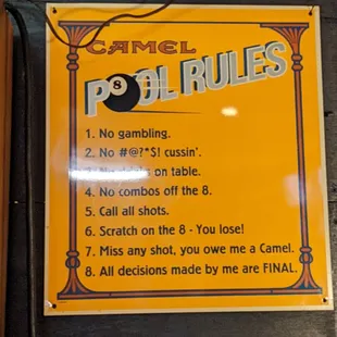 Pool rules