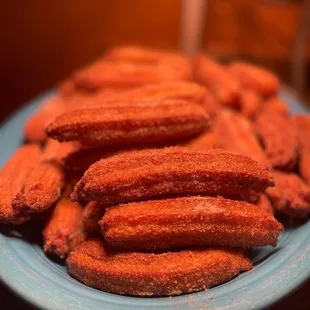 a plate of churros