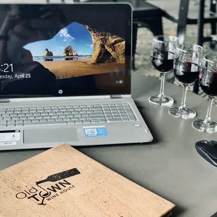 Wine flight and work to be done!