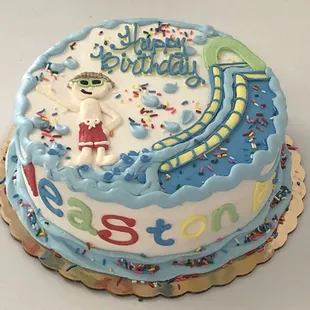 Water slide birthday cake