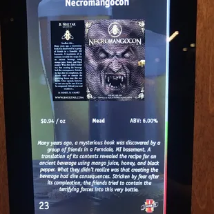 Necromangocon Mead from Ferndale, MI. My favorite beverage of the night.