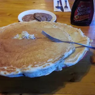 These pancakes overtake the plate &amp; are almost an inch thick!