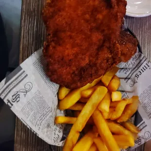 Chicken tenders sliced differently! W/crispy fries