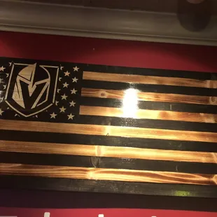 a wooden american flag