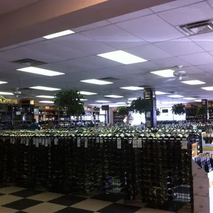 rows of wine bottles