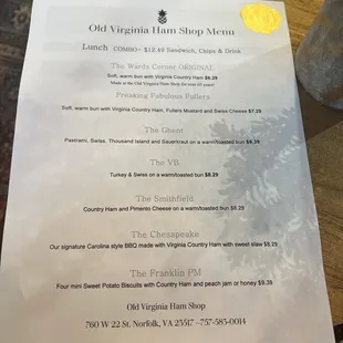 the menu