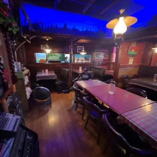 a long table and chairs