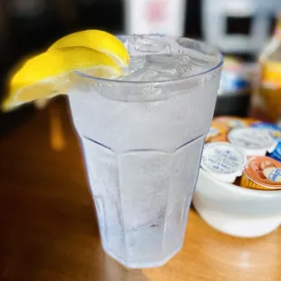 Refreshing water with lemon (already caffeinated myself into outer space) lol