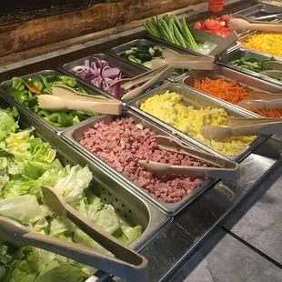 a buffet of salads