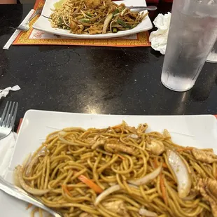 Close- Chicken Lo Mein Far- chicken Pad Thai
