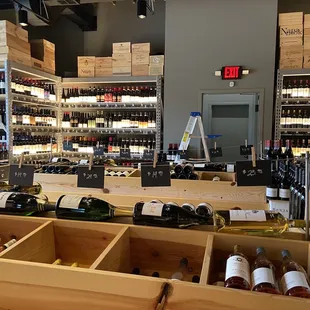 the wine selection in the cellar