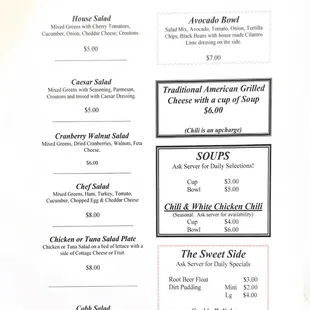 Our lunch menu, the salad side