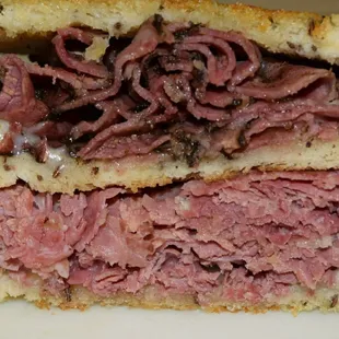 Corned beef, pastrami &amp; Swiss sandwich
