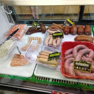 a variety of sausages