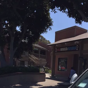 a car parked in front of a building