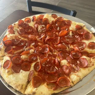 Amazing pepperoni pizza.