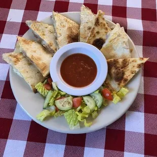 Quesadilla and side salad