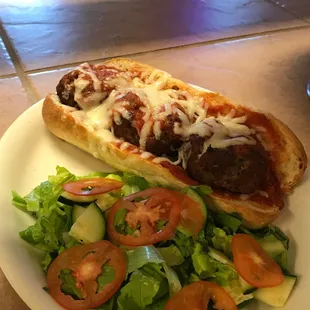 Polpetta Sandwich with Side Salad