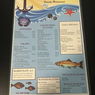Front of the menu