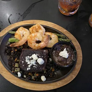 Tenderloin with blue cheese and shrimp. Winey mushroom sauce on side was out of this world!