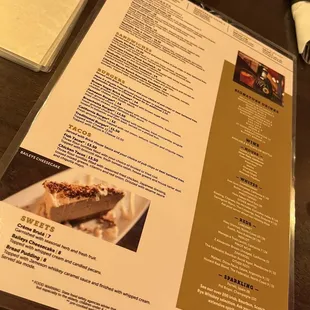 a menu on a table