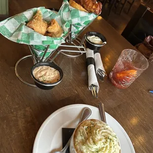 Ruben Reuben Wonton Rolls Sheperd's Pie Fish and chips