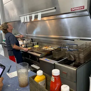 a woman preparing food