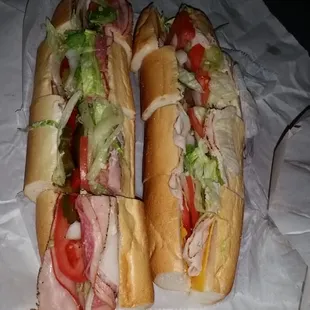 two sub sandwiches