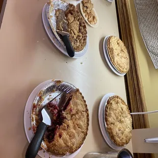 a table of pies and pies