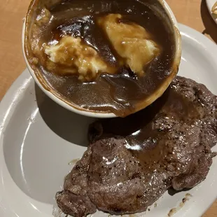 Petite Ribeye and Mashed potatoes