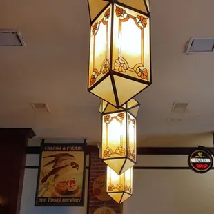 Lovely craftsman type lamps restaurant atea