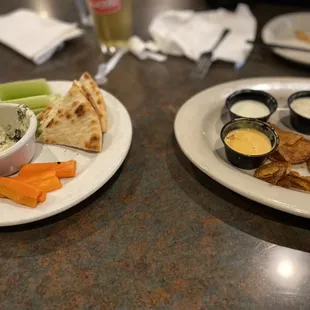 Artichoke dip and pub chips