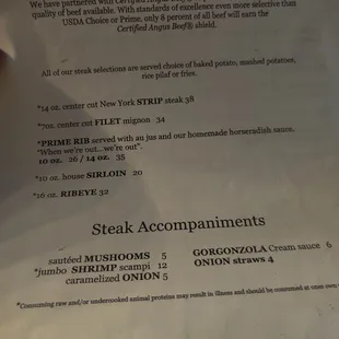 menu