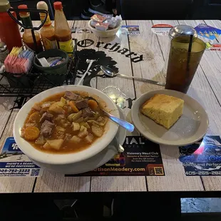Beef stew cornbread