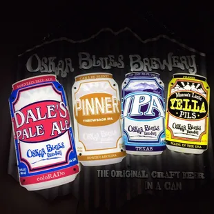 a variety of beer cans