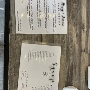 Counter menu