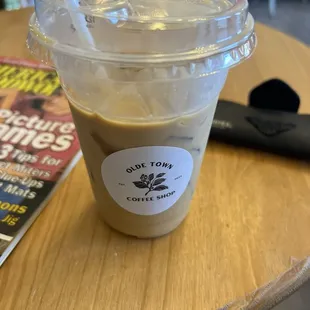 Chilled latte with Carmel.