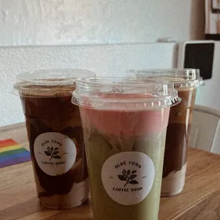 Iced Nutella macchiato &amp; iced matcha w/ strawberry soft top