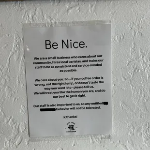 Love this! Coffee makes nice humans so treat the staff well!