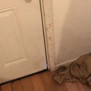 Chewed up door frame