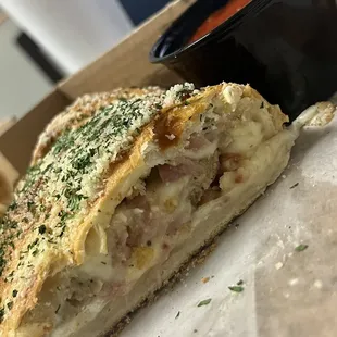 Lunch Calzone ~ Meatballs,sausage,bacon and ham