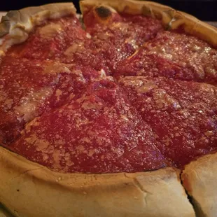 Deep dish supreme. Fills you up and is recommended.