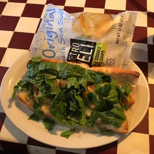 a sandwich and chips