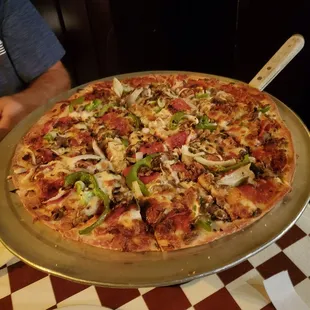 a pizza on a pan