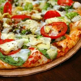a closeup of a pizza