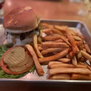 Garbage burger  and Cajun fries