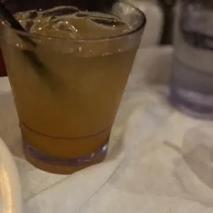 This drink is called &quot;Choice&quot; 1738, peach schnapps, and some other good stuff. Very nice