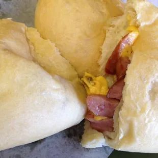 Spicy sausage kolache and egg kolache