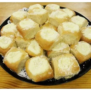 Large tray of cream cheese kolaches