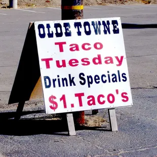 a taco tuesday drink specials sign